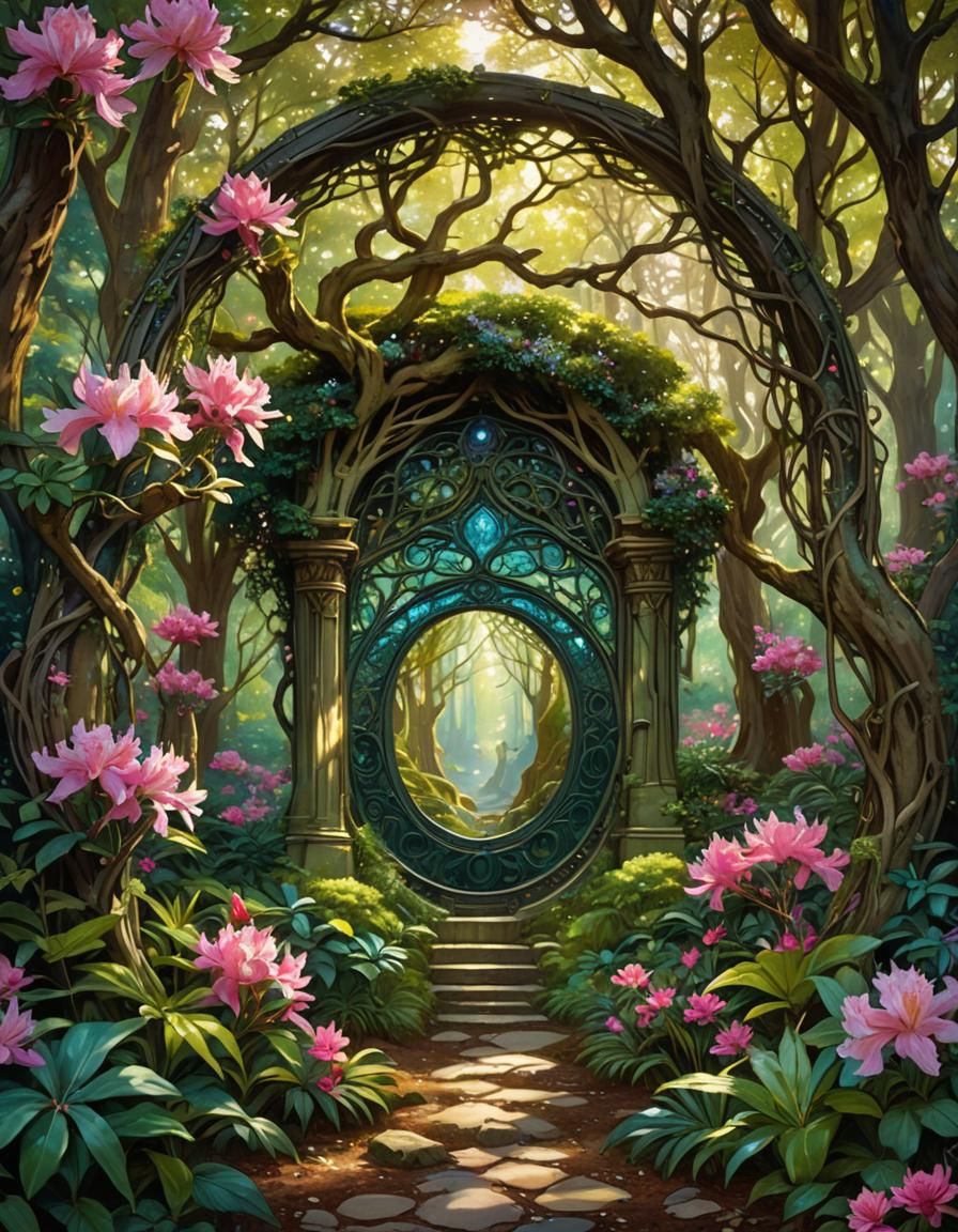 Enchanted Forest Portal in Art Nouveau Style