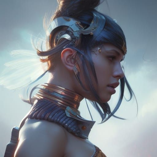 Detailed Portrait of a Strong Warrior Girl