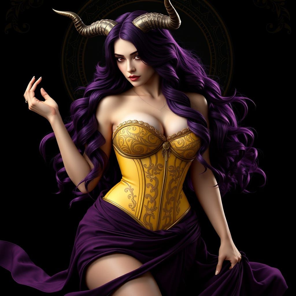 Sensual Taurus Goddess with Dark Fantasy Accents