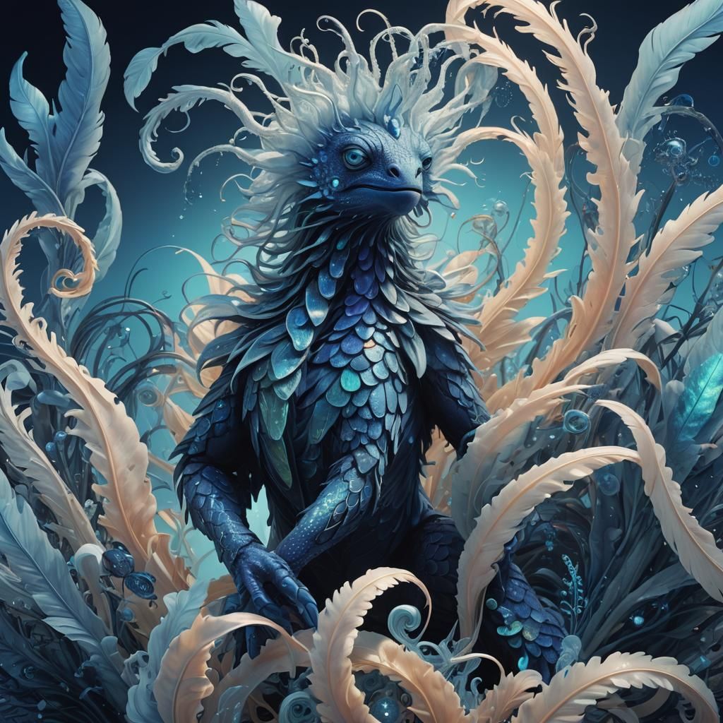 Surreal Blue Creature in a Dreamlike Digital Art