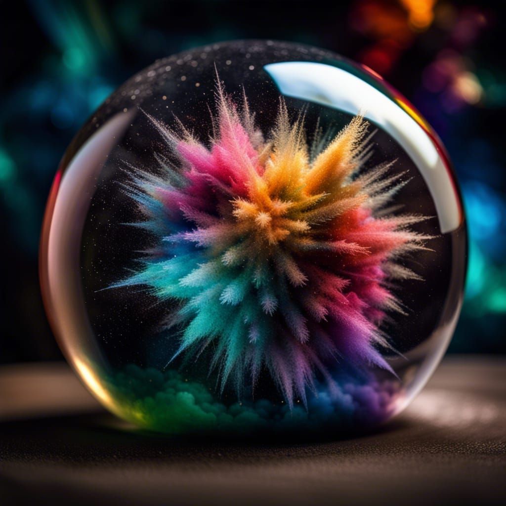 Vivid Dust Clouds Inside Crystal Sphere