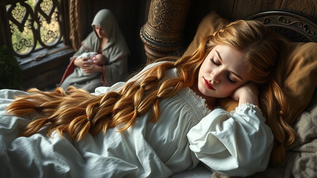 Anglo-Saxon Fantasy Sleep Scene in Matte Painting Style