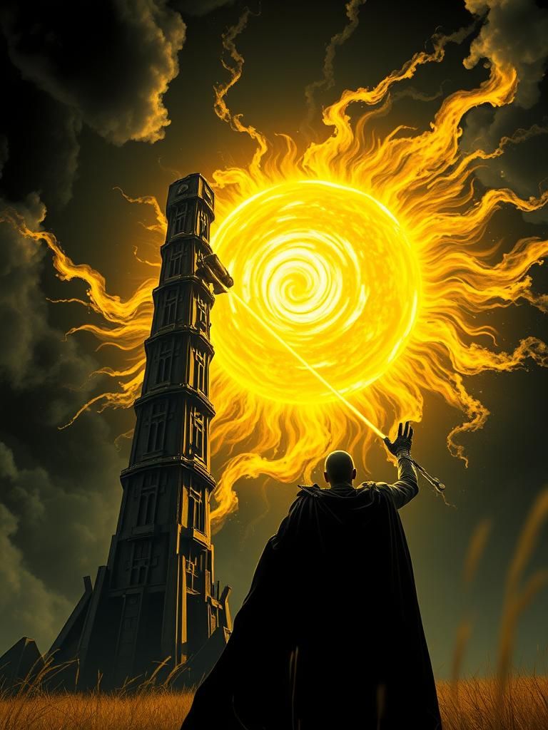 Sci-Fi Villain with Solar Cannon Tower