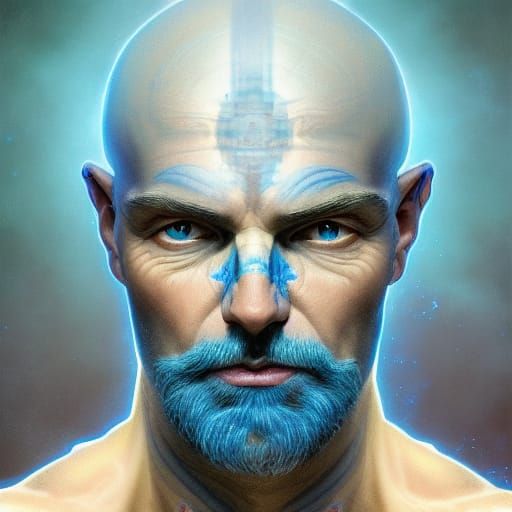 Cosmic Man Portrait in Hyperdetailed Digital Art