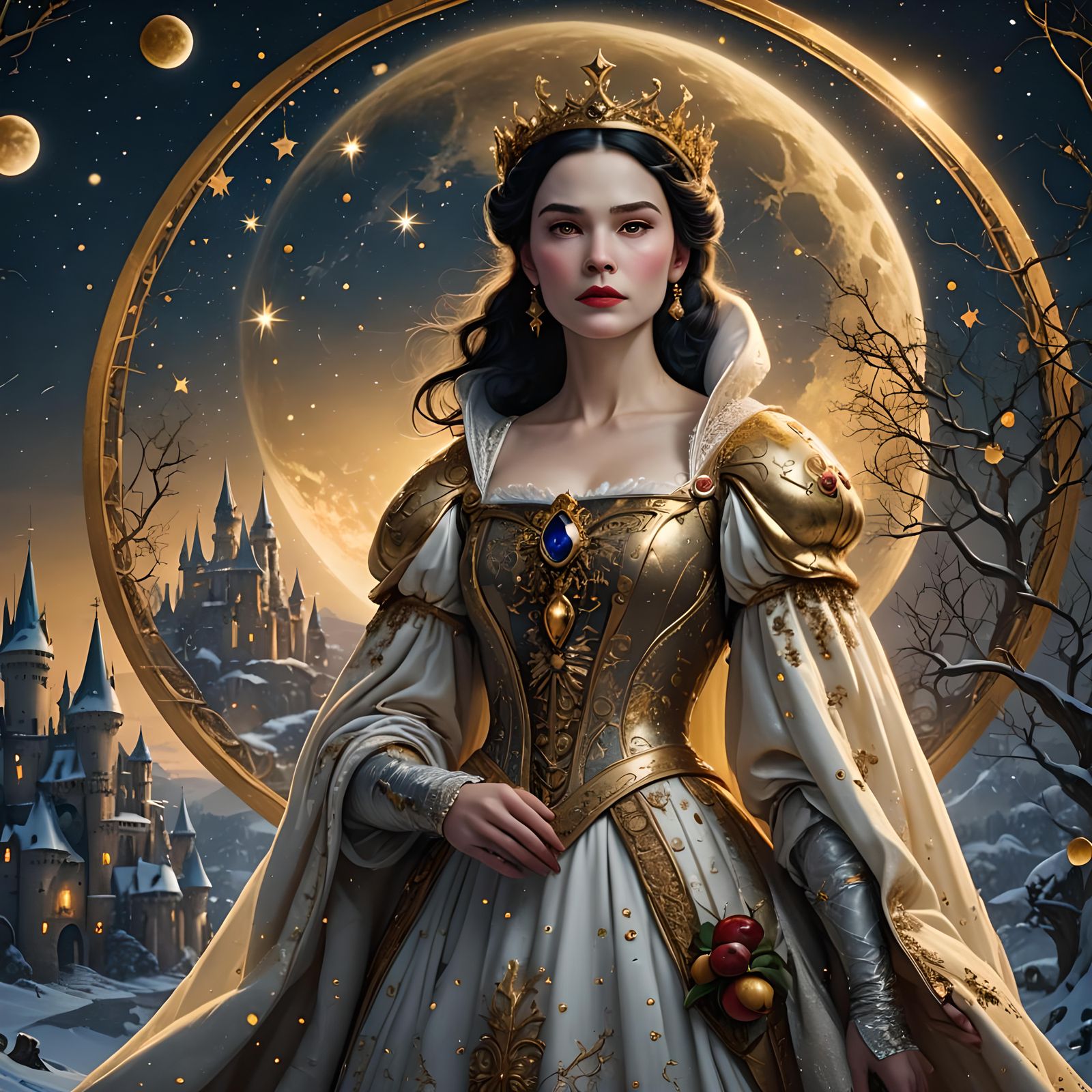 Snow White Queen Under Golden Moon