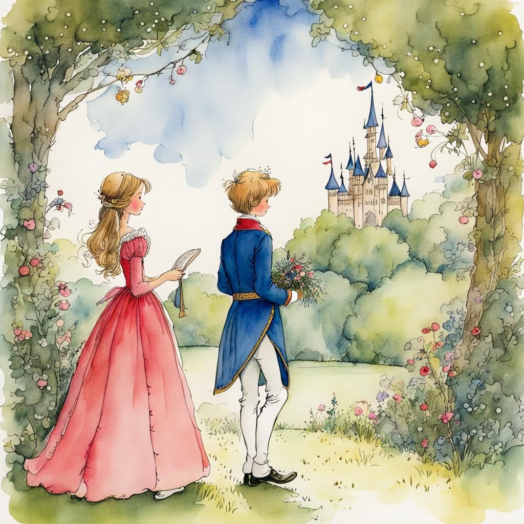 Whimsical Storybook Ball: A Fairy Tale Illustration