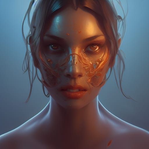 Intricate Pumpkin Portrait in Art Nouveau Style