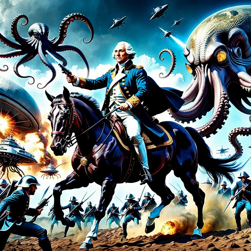 George Washington Battles Aliens in Virginia, Hyperdetailed