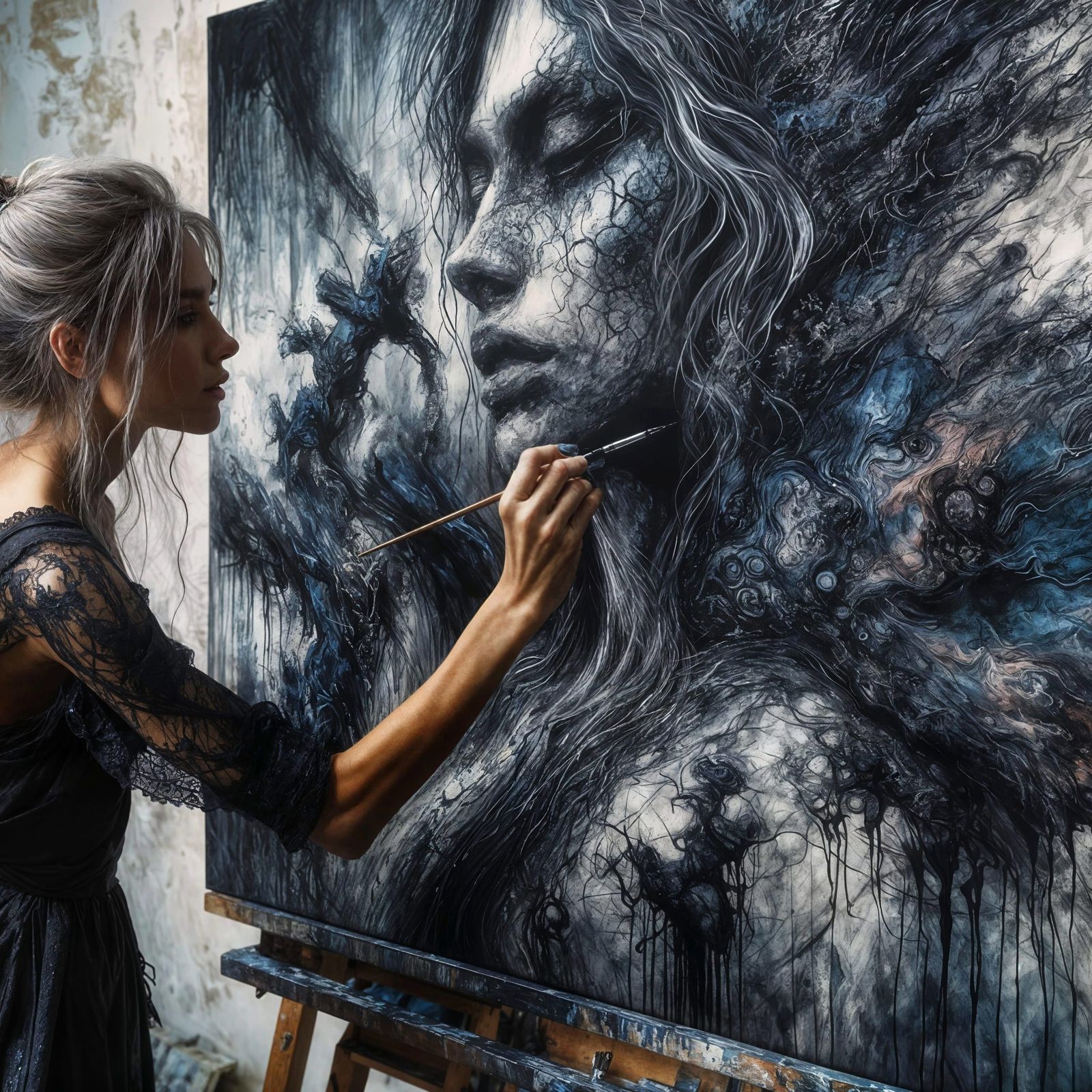 Artist's Emotional Self-Portrait in Romantic Style