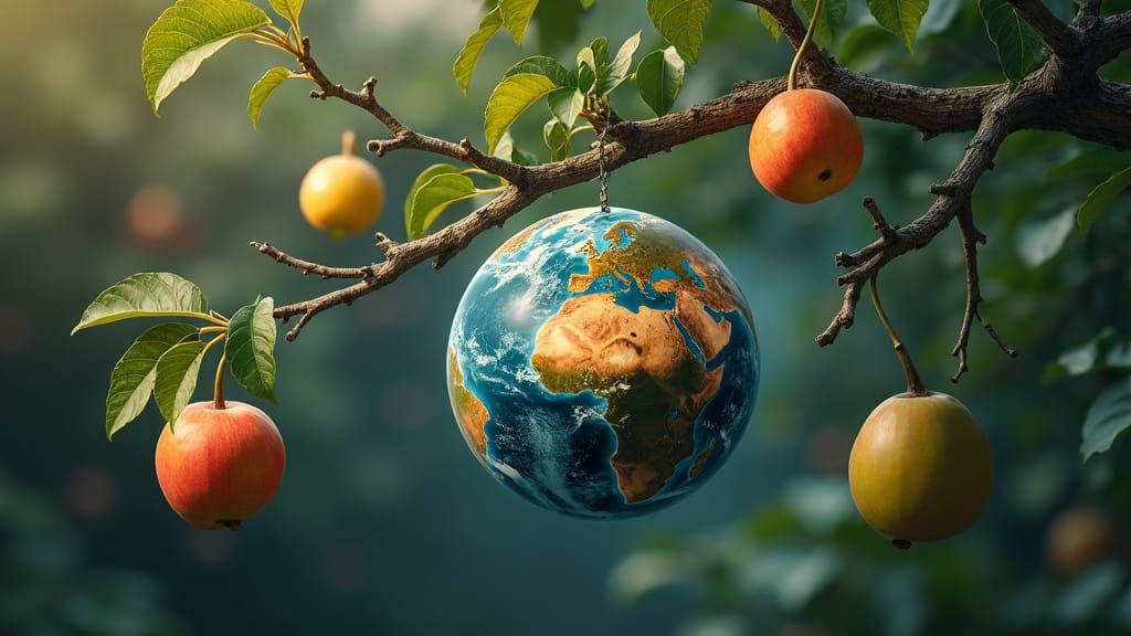 Vibrant Planet Fruit Tree in Hyperrealistic Style