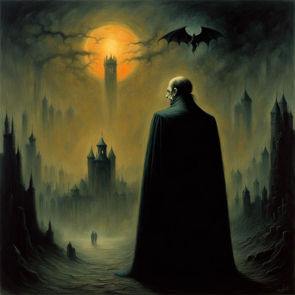 Count Dracula in Dark Surrealist Style