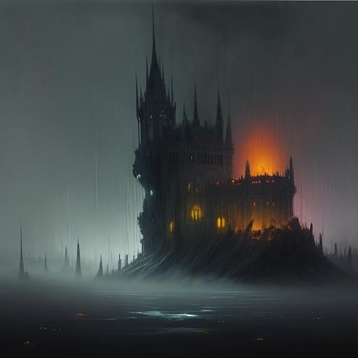 Brooding Figure at Abyss Edge in Ethereal Style