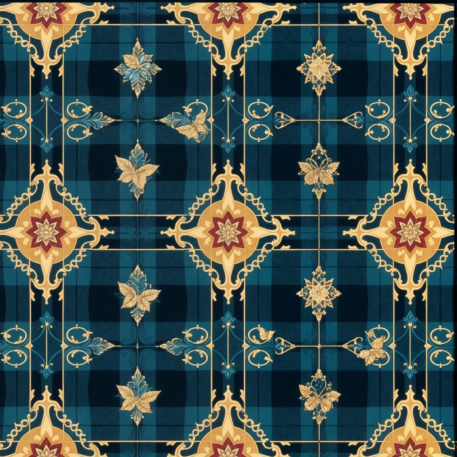 Elegant Clergy Tartan with Celtic Crosses in Ornate Black Fr...