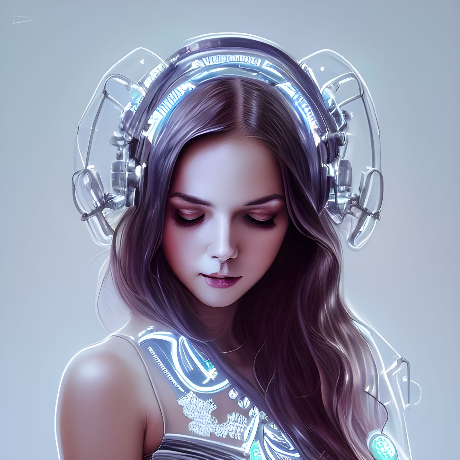 Bright Metal Woman in Intricate White Dress