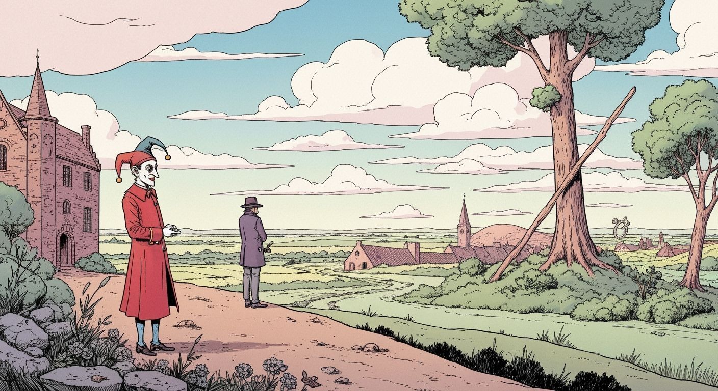 Surreal Belgian Landscape in Ligne Claire Comic Style