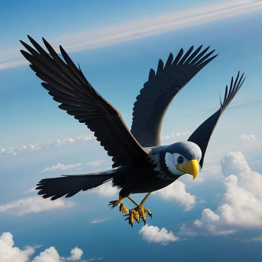 Bird in Flight over Majestic Mountains