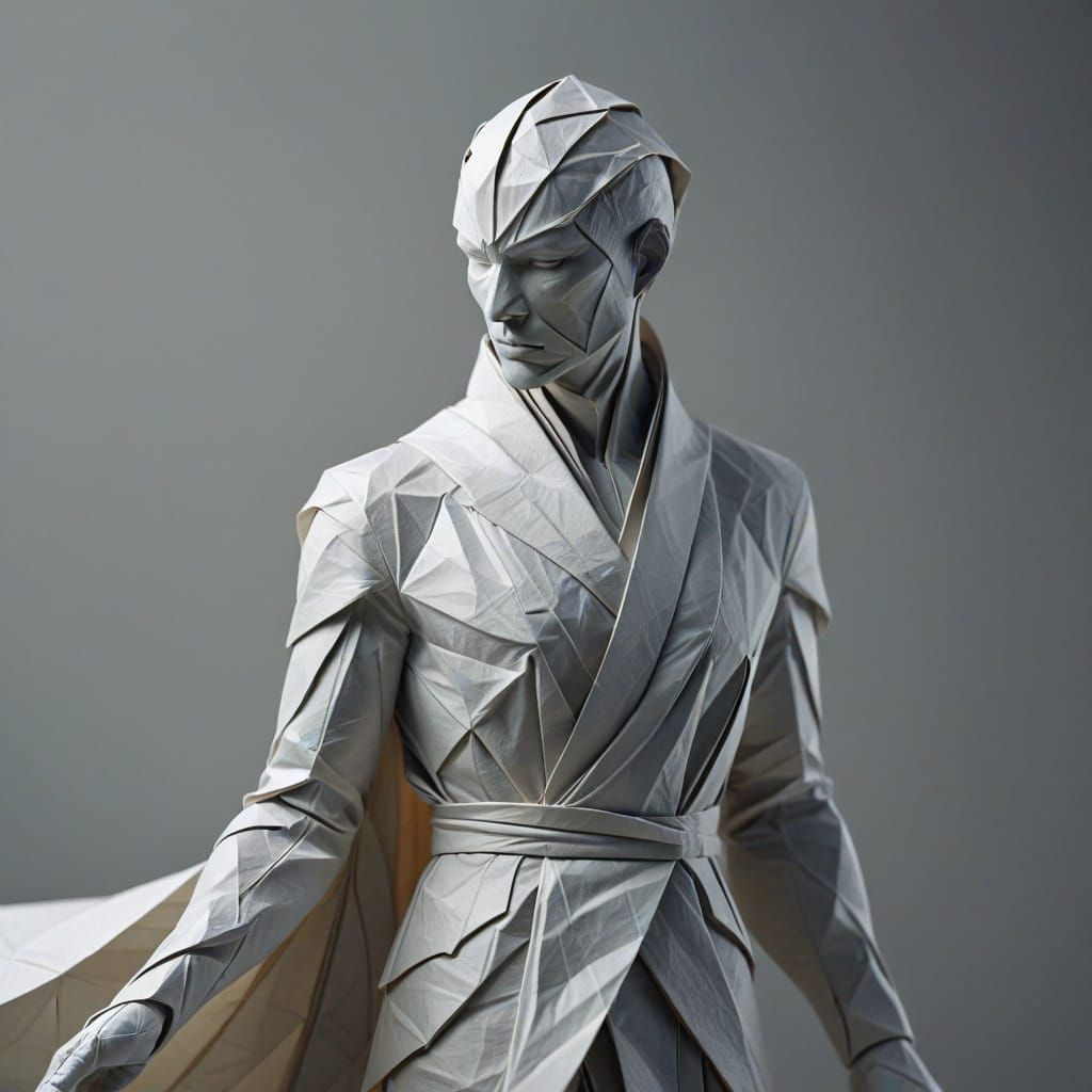 Origami Papercraft Figure in Flowing Garment