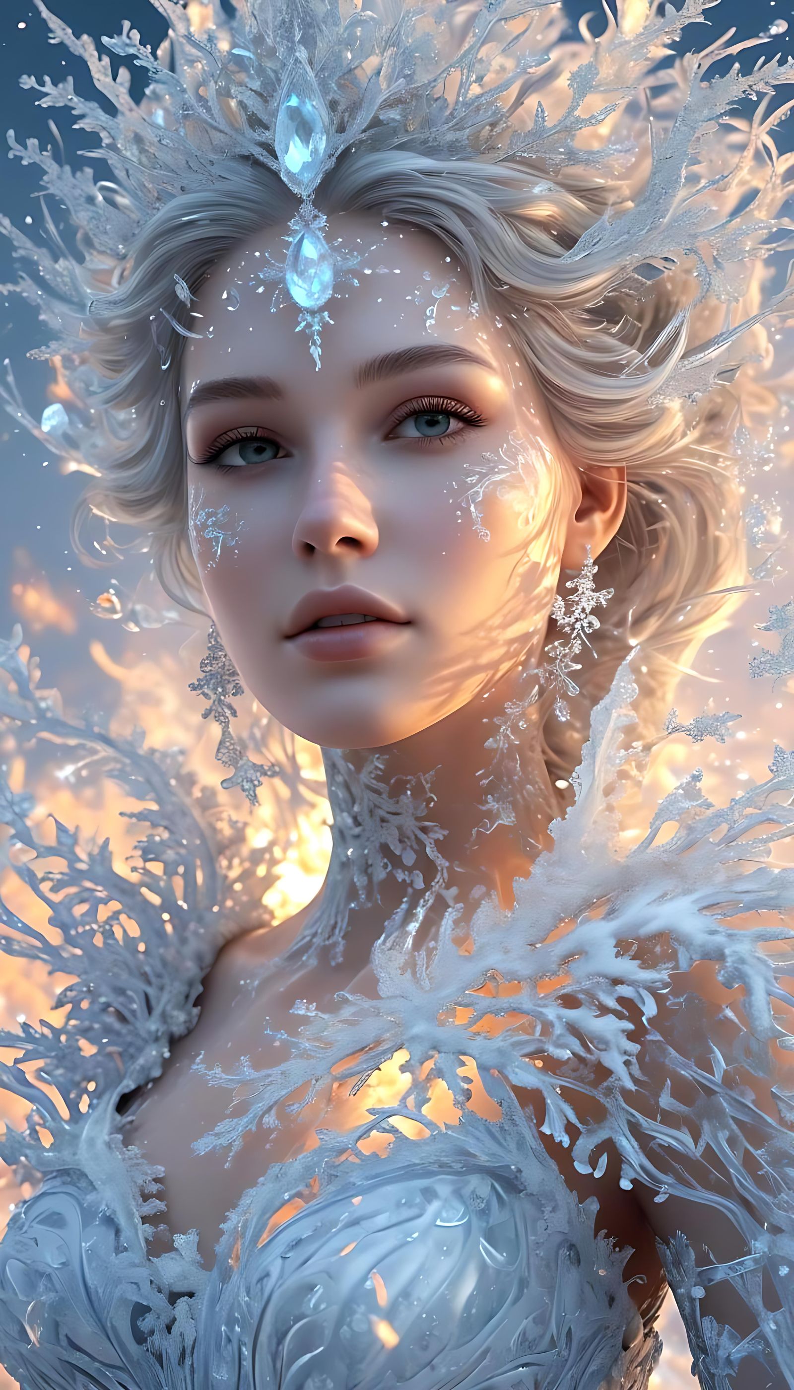 Snow Queen Fractal Model in Dawn Light