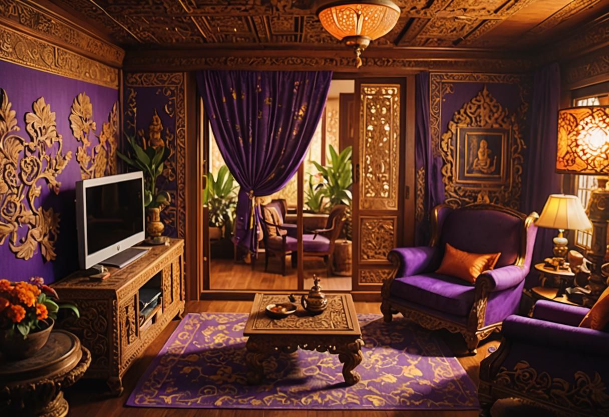 Thai-Inspired Living Room Redesign in Warm Colors