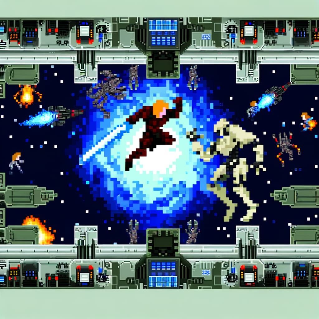 Cyber Warrior Battles Ancient Virus in Pixelated CPU Hellsca...