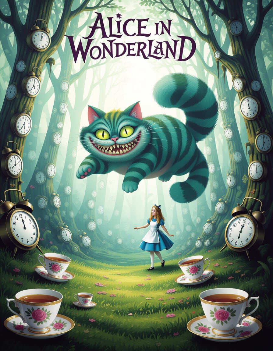 Reimagined movie poster for 'Alice in Wonderland'.