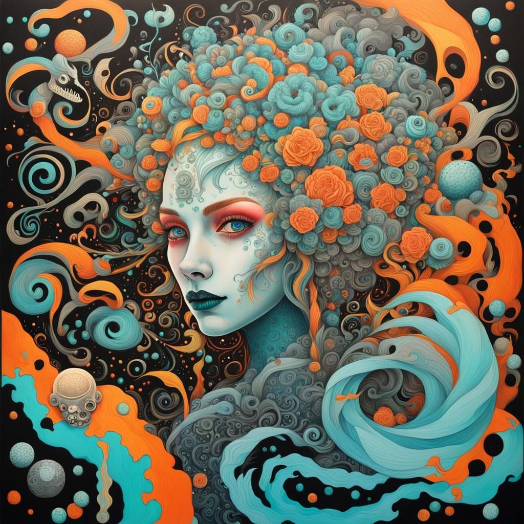 Melancholic Queen's Divorce: Ice Cracking in Gouache Swirls