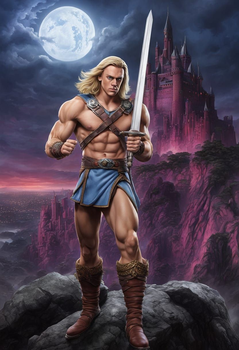 He-Man Portrait Drawing Power from Grayskull