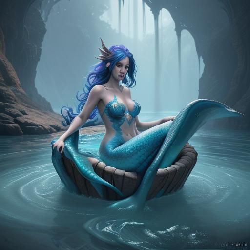 Mermaid's Whirlpool Adventure: Detailed Fantasy Art