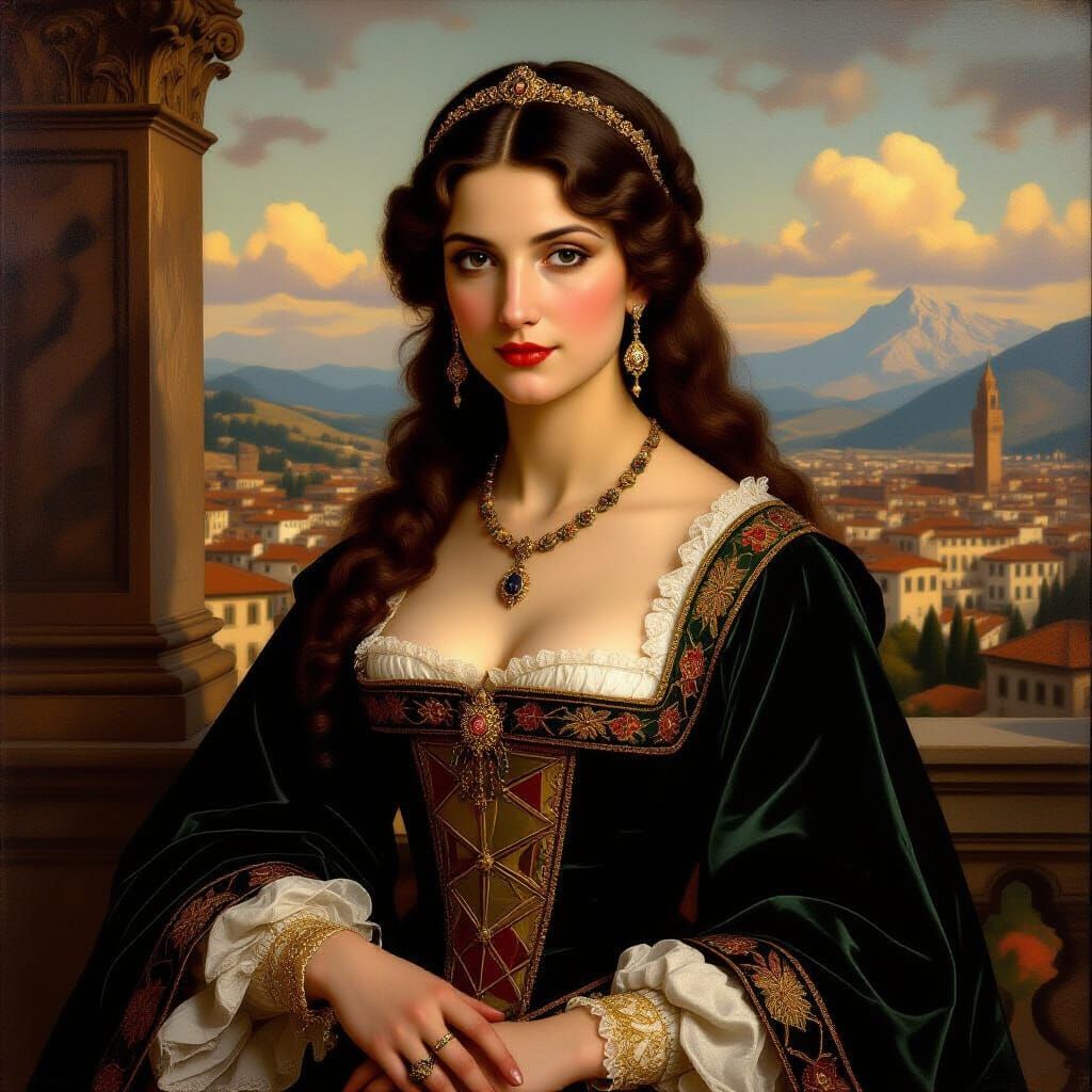 Lucrezia Borgia In Renaissance Oil Painting Style