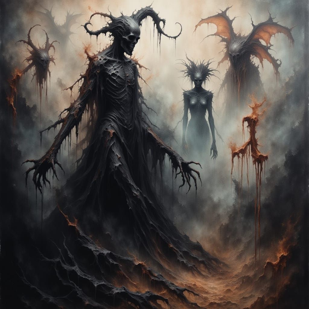 Monstrous Entities in a Surreal Dreamscape