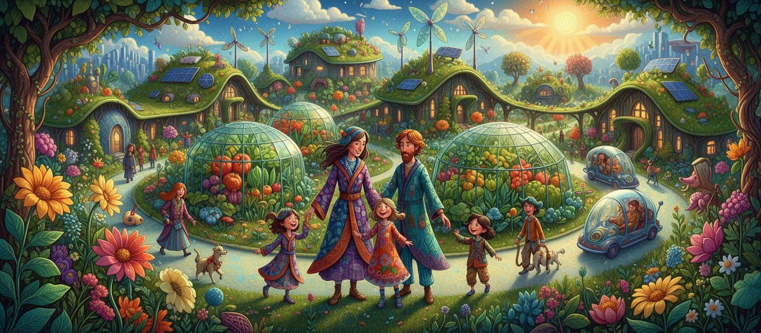 Whimsical Futuristic Family Estate in Vibrant Style