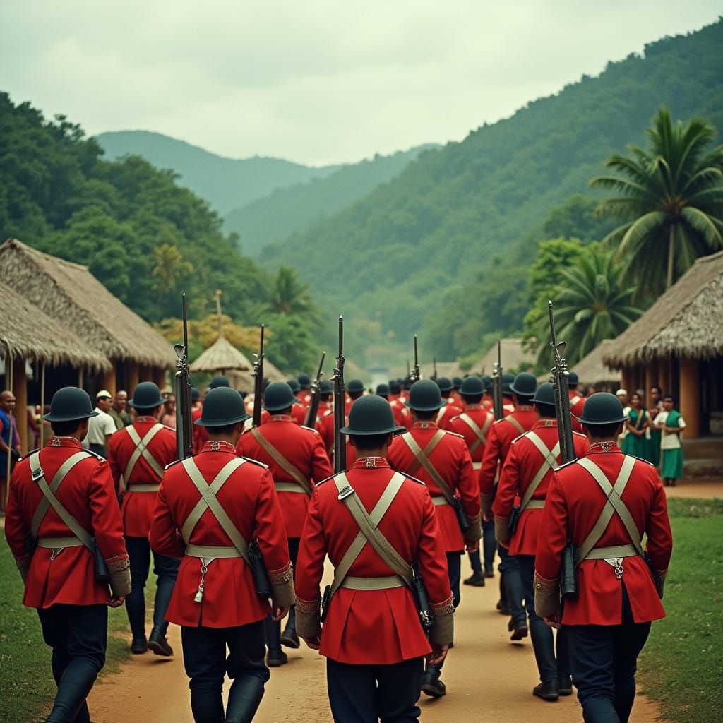 British East India Company Troops March into Southeast Asian...