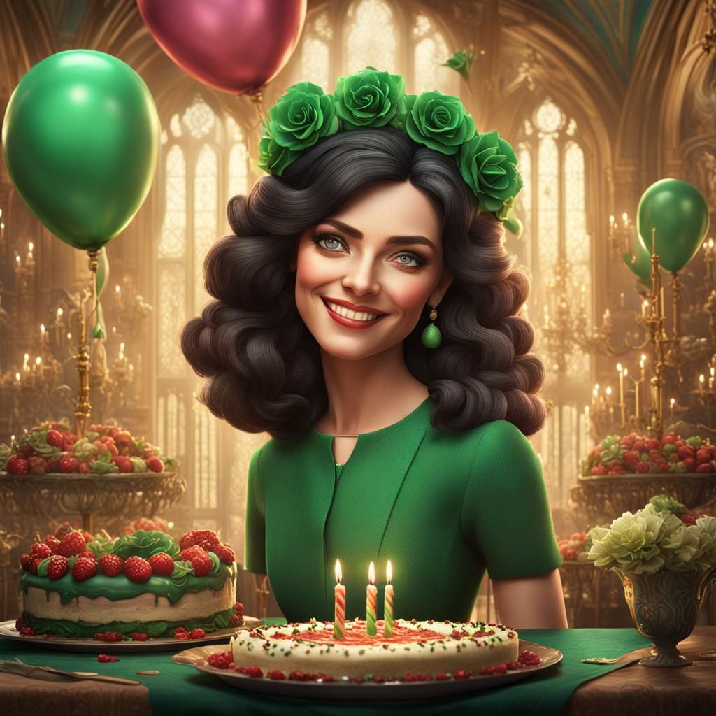 Birthday Card for Silvia in Detailed Matte Painting Style