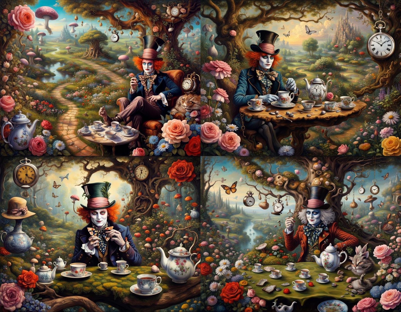 Mad Hatter's Tea Party in a Psychedelic Wonderland