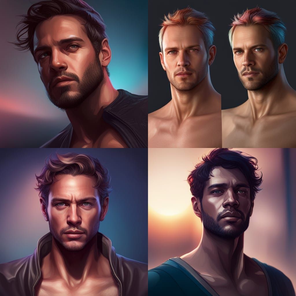 Detailed Portrait of a Gay Man in Art Nouveau Style