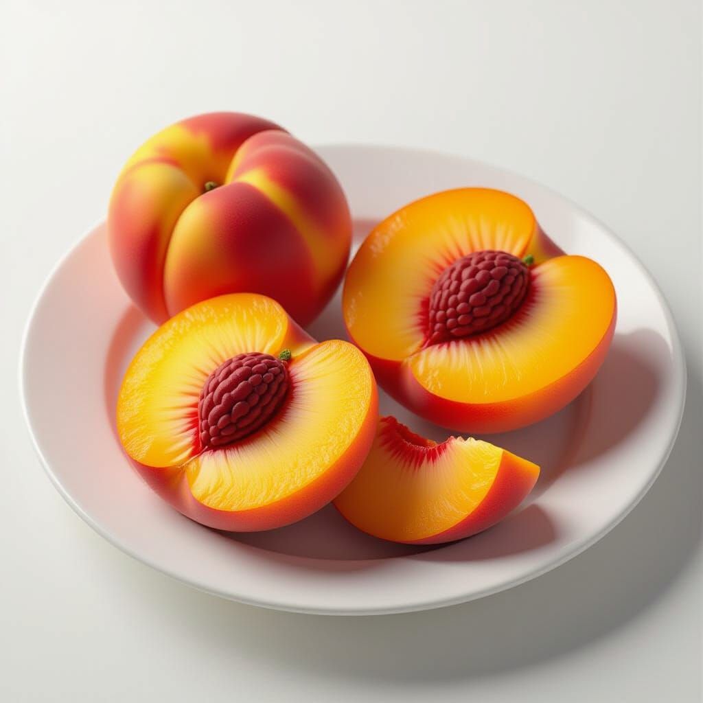 Slices of Ripe Peach in Detailed Digital Art