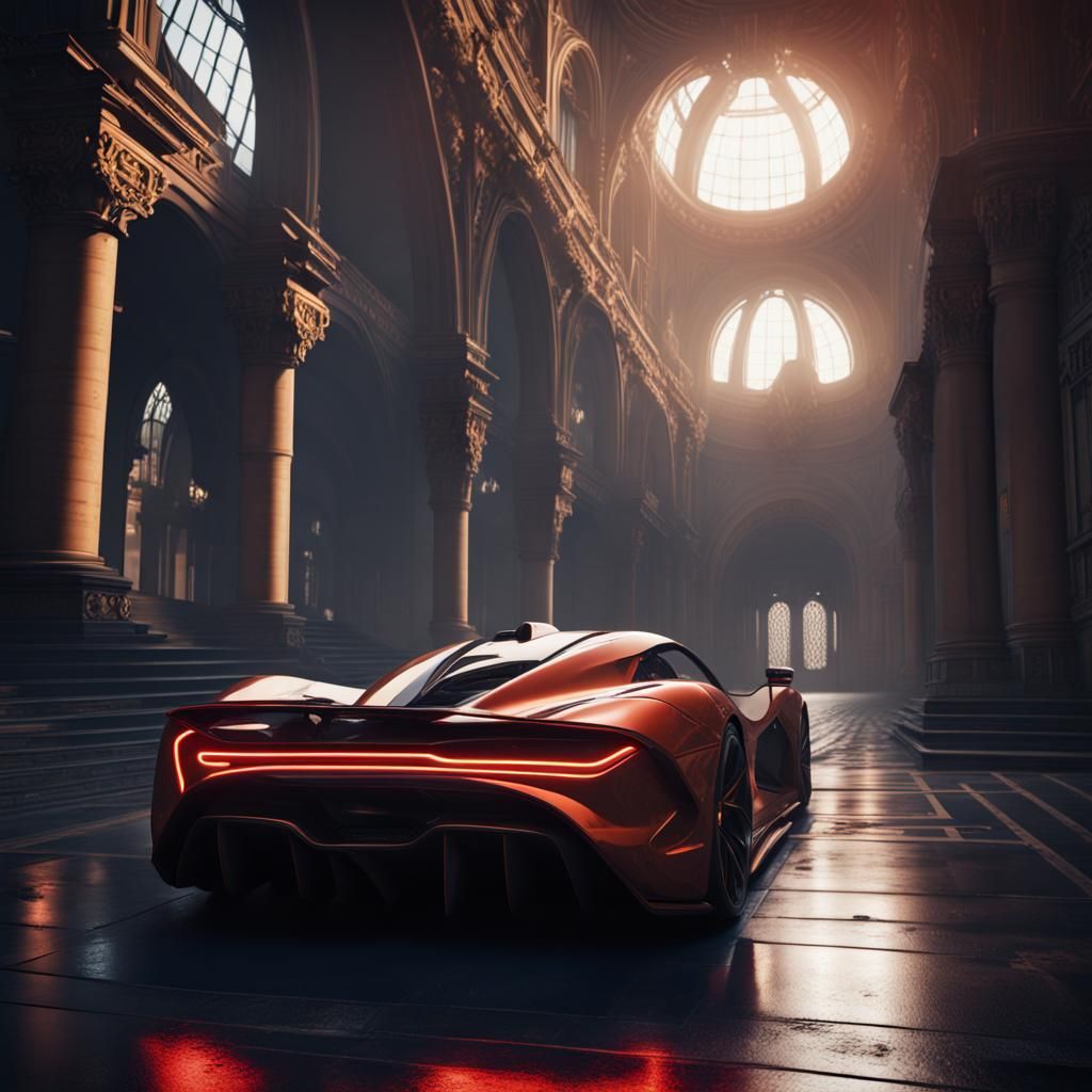 Detailed Hypercar Matte Painting in Deep Color