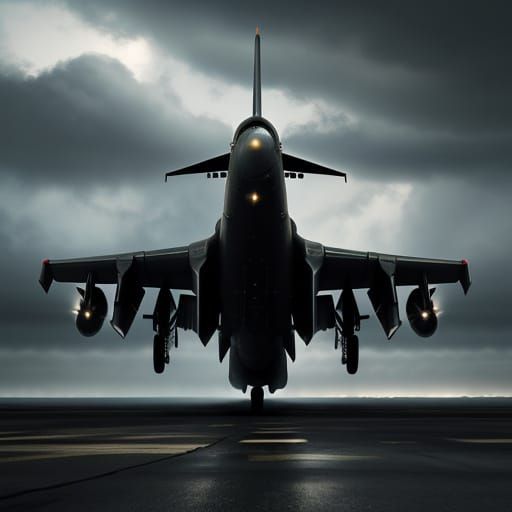 Military Airplane in Stormy Sky: Digital Painting