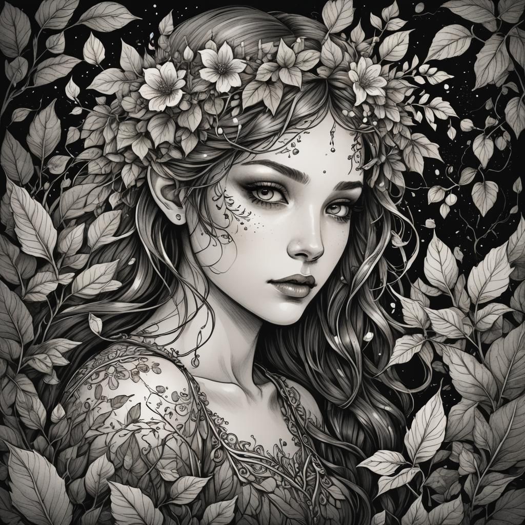 Enchanting Fae Beauty in a Mysterious Illustration