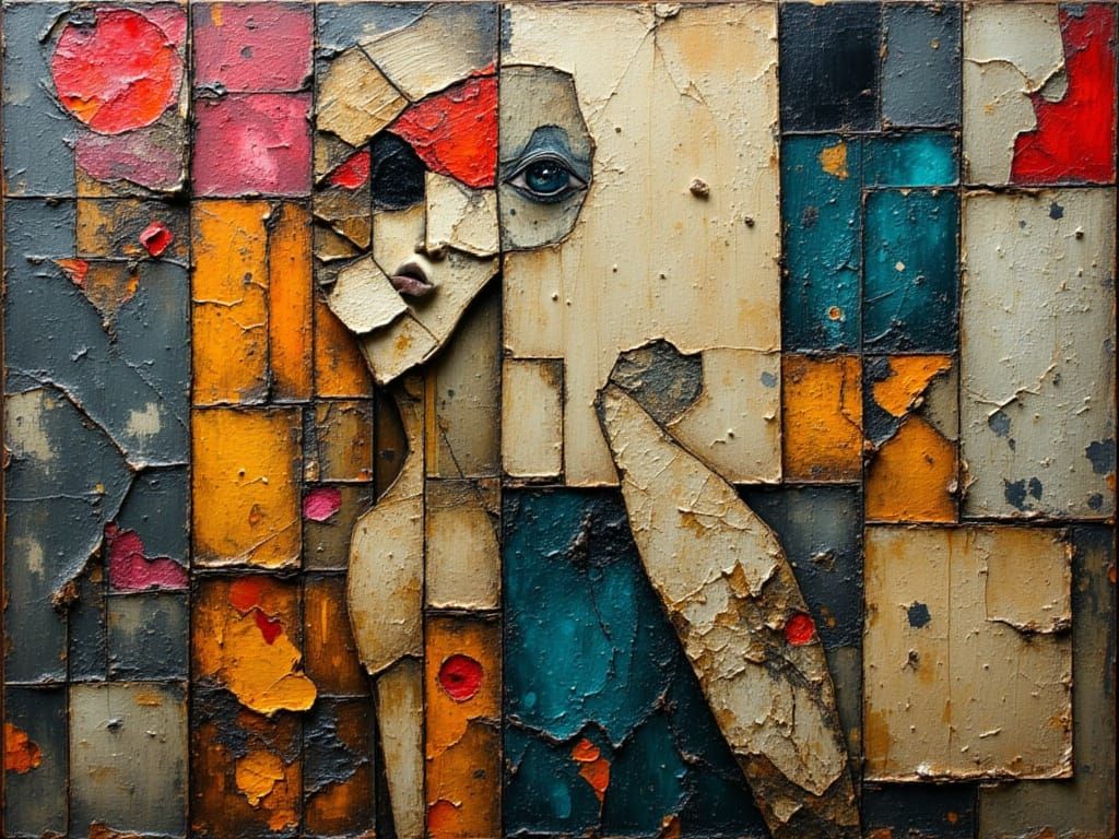 Cracked Bodyscape in Attic of Eternity with Gigantic Feather