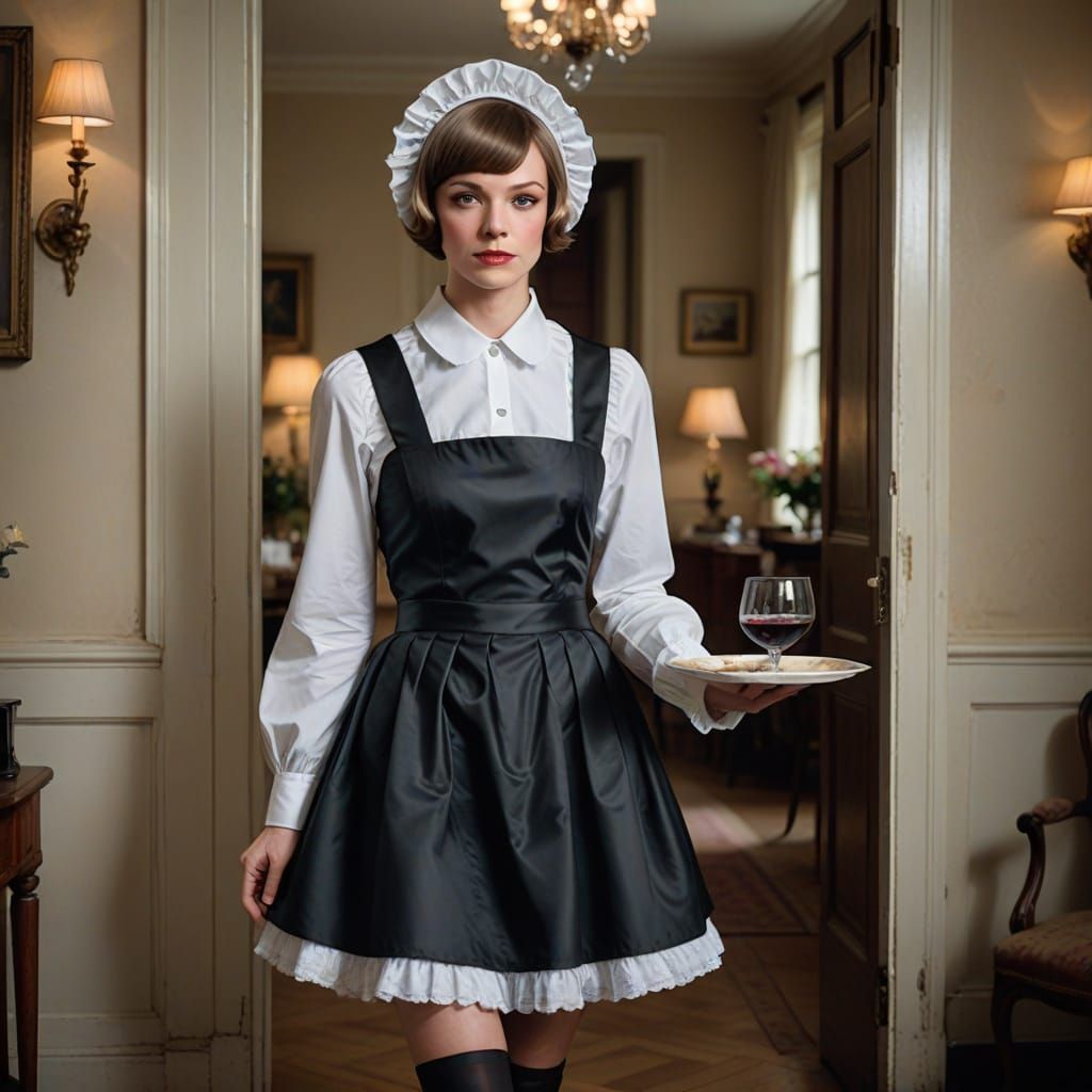 Elegant French Maid Crossdresser in Shallow Focus