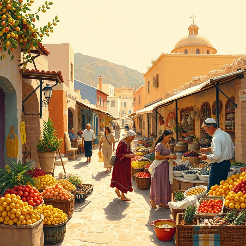 Aegean Market in Warm, Earthy Pastels