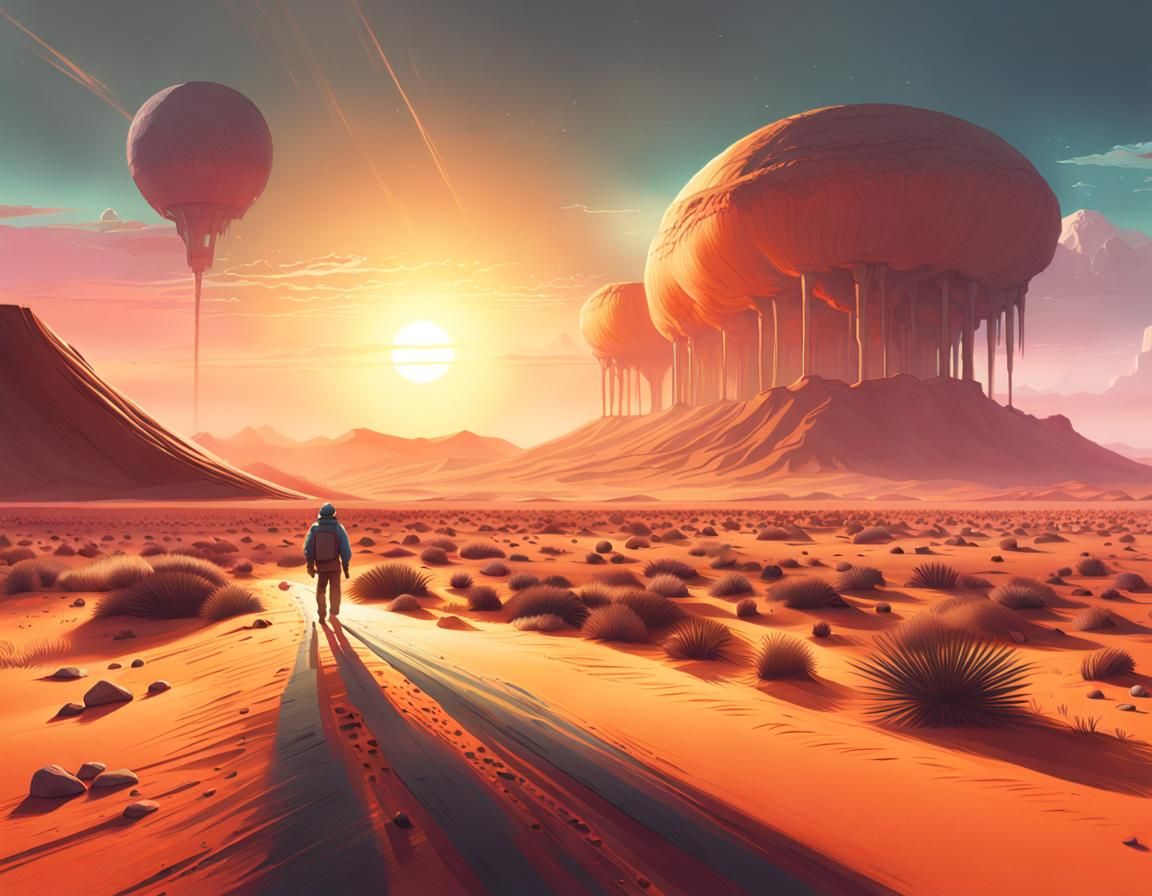 Sahara Desert Mirage in Mixed Media Style