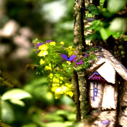 Forest Cottage with Fairy, Pumpkins and Troll