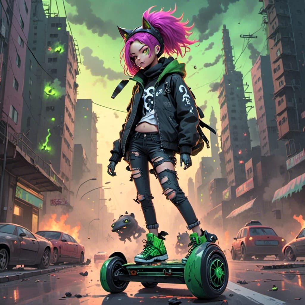 Punk Rock Skater Races Through Future City