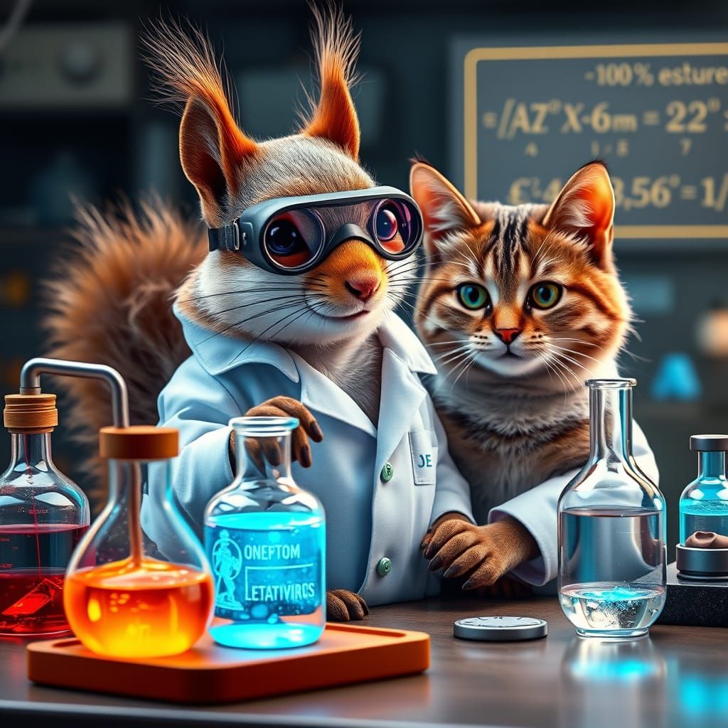 Squirrel Scientist in Quantum Physics Lab