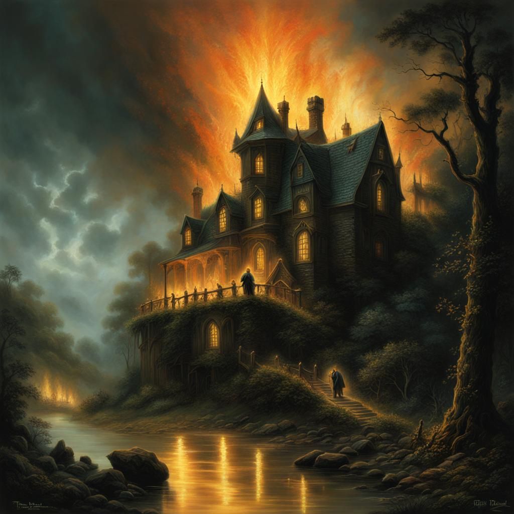 Ethereal Horror Fireflies in Gustave Doré Style