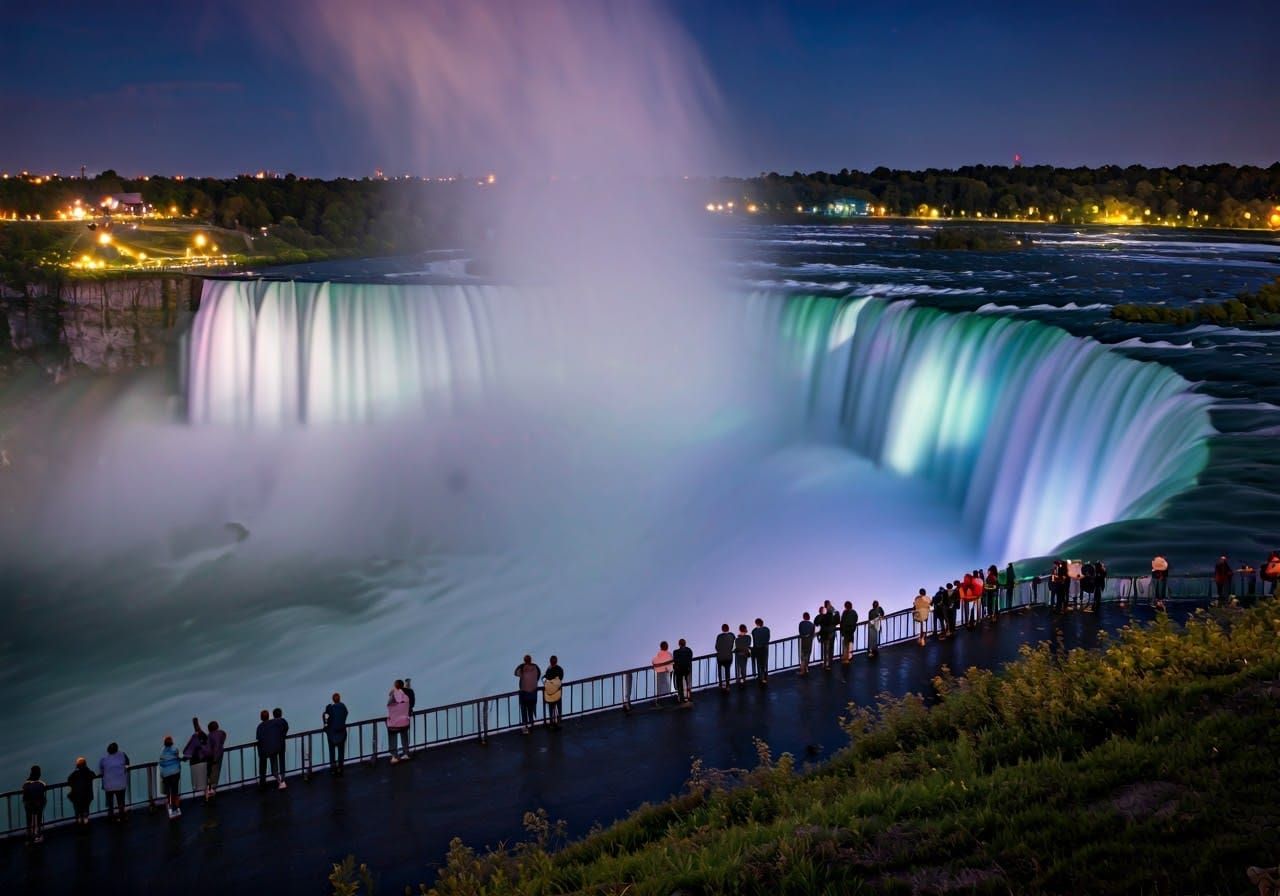 Niagara Falls at Dusk with LED Lights