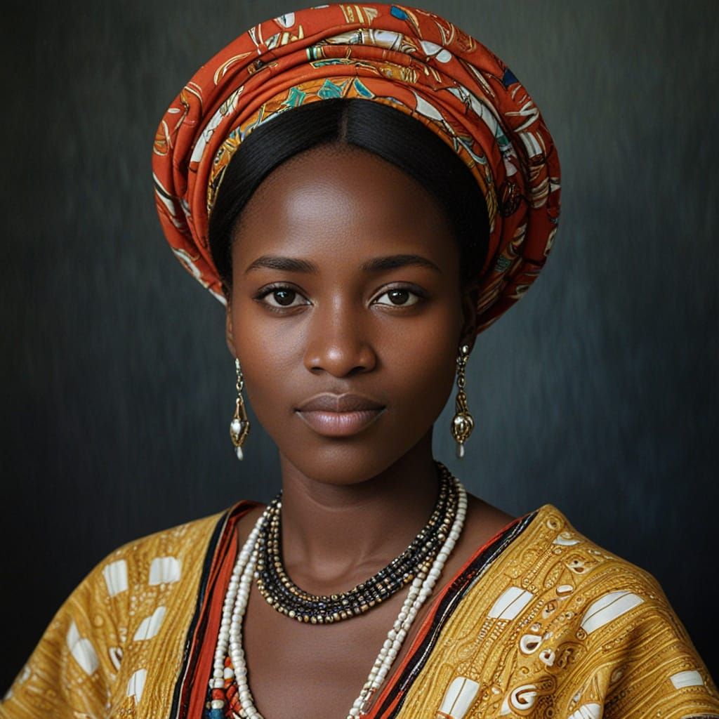 Kenyan Kalenjin Woman Portrait in Botticelli Style