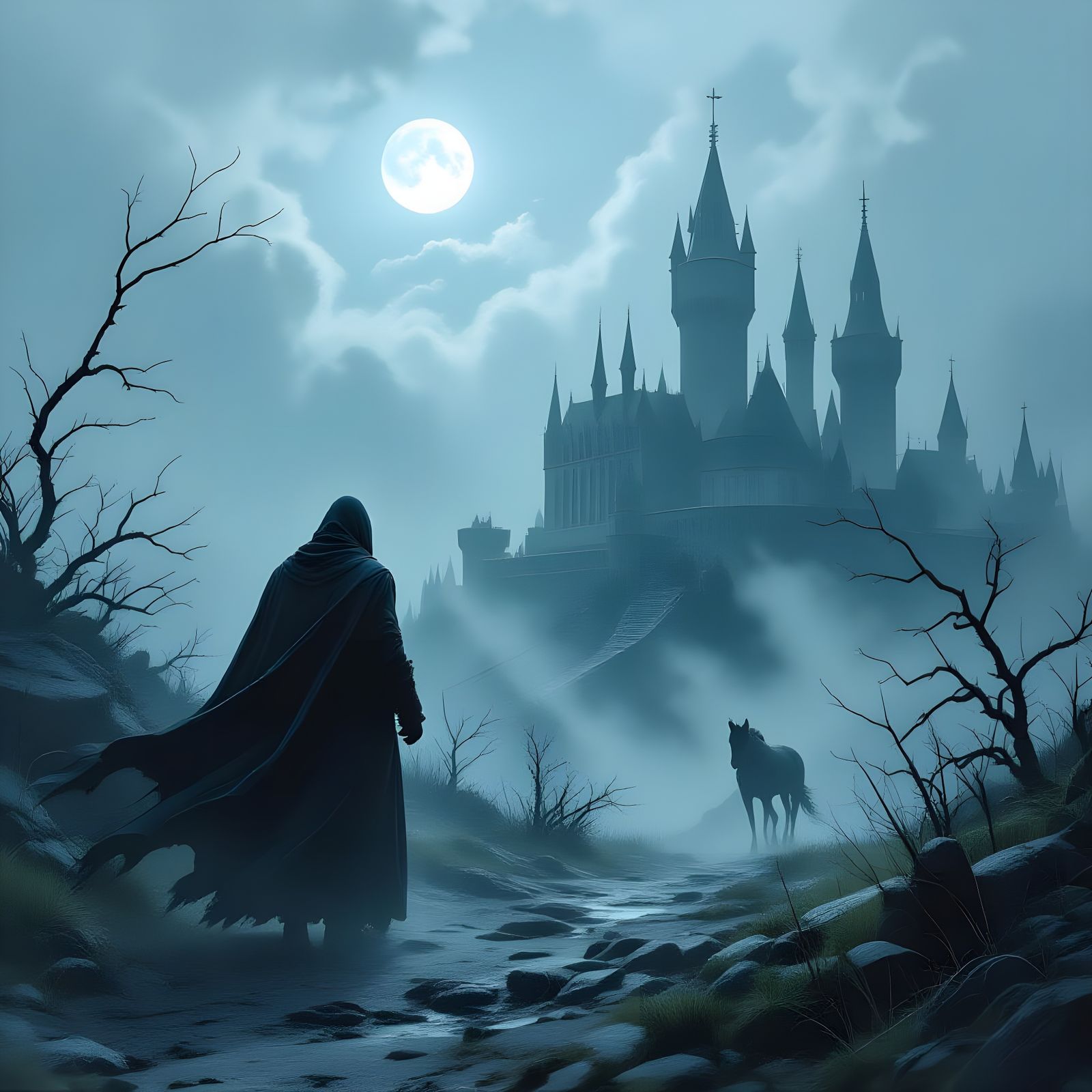 Sinister Night Walker in Dark Fantasy Style